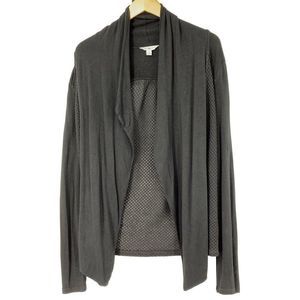 Lucky Lotus Drape Black Mesh Cardigan Shawl Collar Size Small 2876 Womens EUC